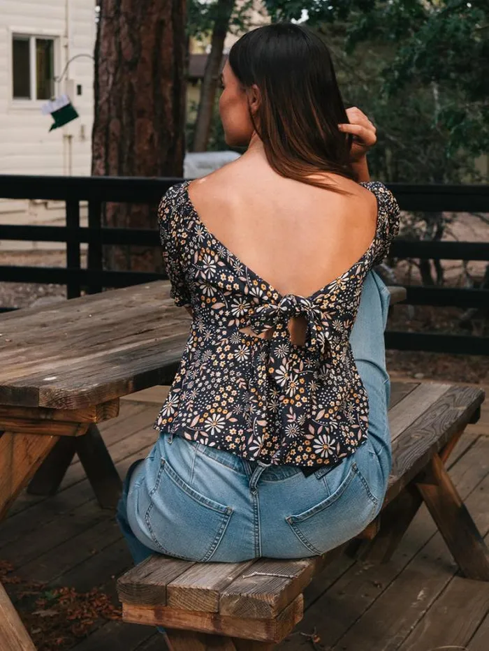 Womens Tops Volcom Folk Yeah Top 8211 Vintage Black