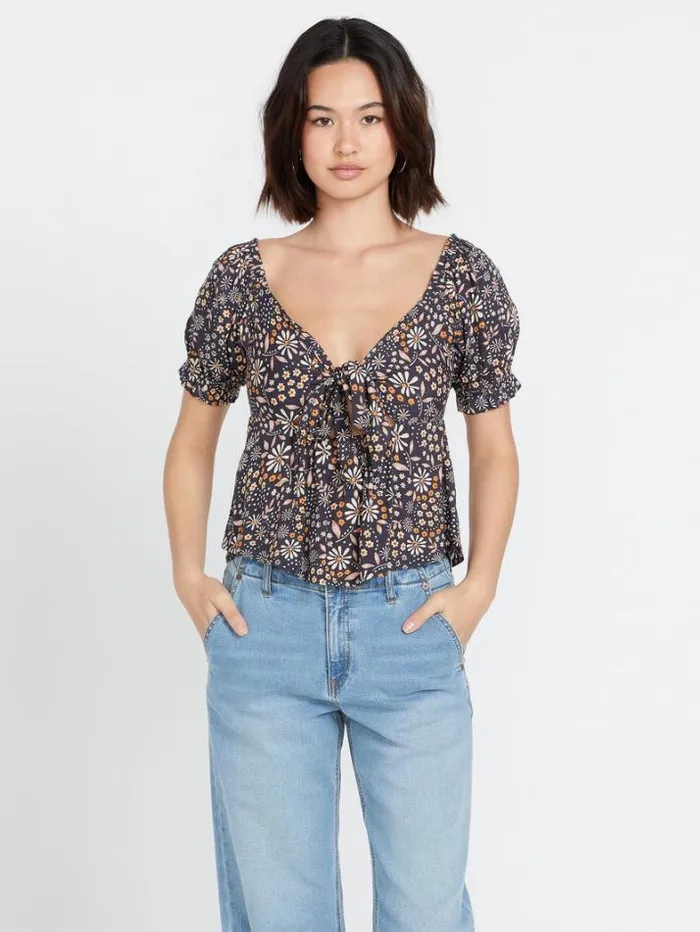 Womens Tops Volcom Folk Yeah Top 8211 Vintage Black