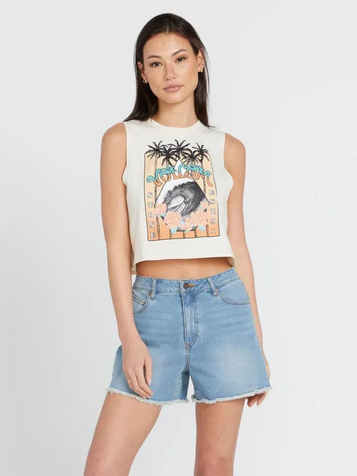 Womens Tops Volcom Stone Hour Crop Tank 8211 Cloud