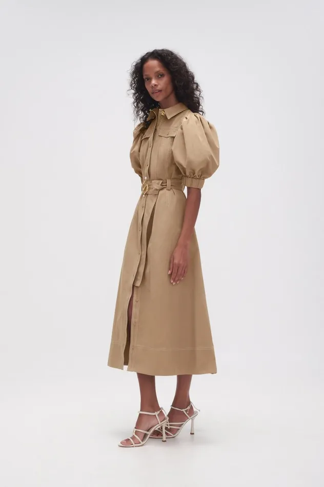 Woodland Utility Midi Dress Taupe Grey Women Aje Midi Dresses