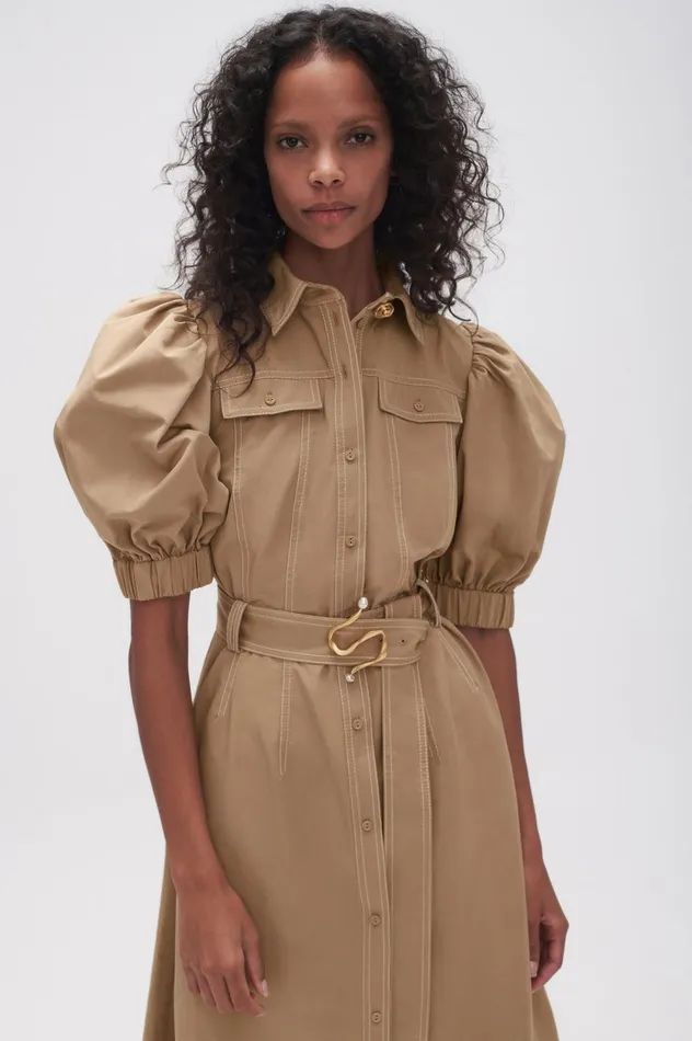 Woodland Utility Midi Dress Taupe Grey Women Aje Midi Dresses