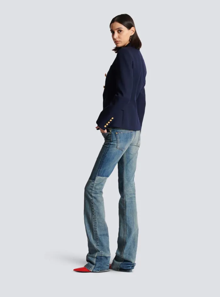 Wool Doublebreasted Jacket Navy Women Balmain Jackets And Blazers