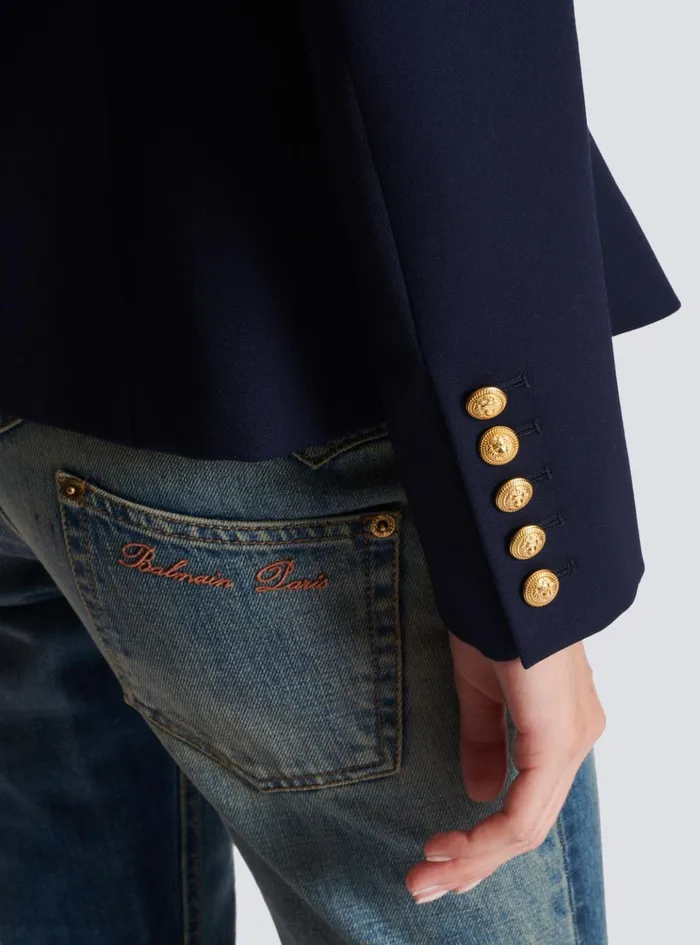 Wool Doublebreasted Jacket Navy Women Balmain Jackets And Blazers