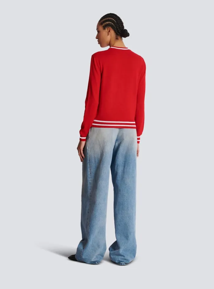 Wool Strawberry Jumper Red Women Balmain Knitwear