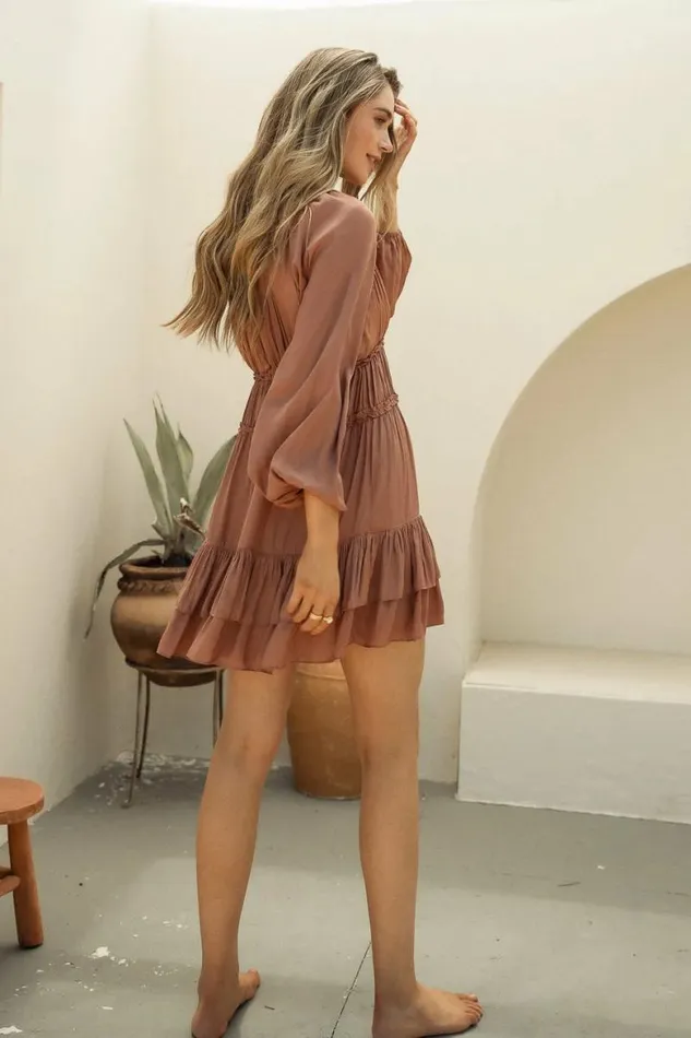 Xena Mini Dress In Dusty Rose Rose Women Bohme Dresses