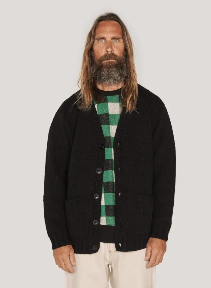 YMC Appalachian Cardigan Black Mens Knitwear