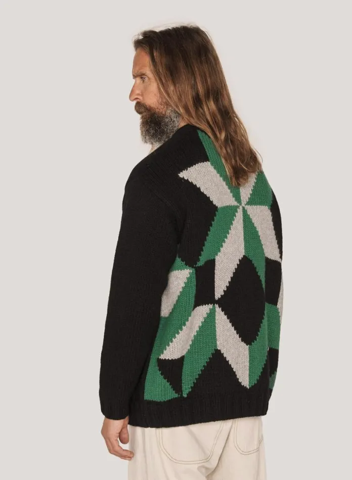 YMC Appalachian Cardigan Black Mens Knitwear
