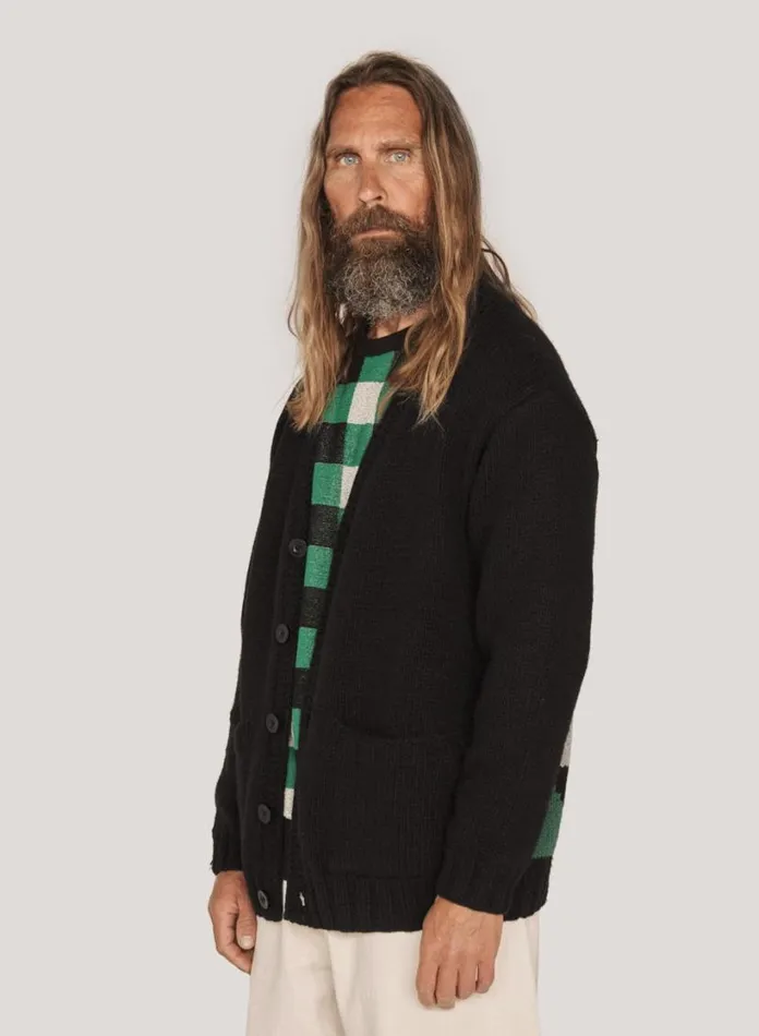 YMC Appalachian Cardigan Black Mens Knitwear