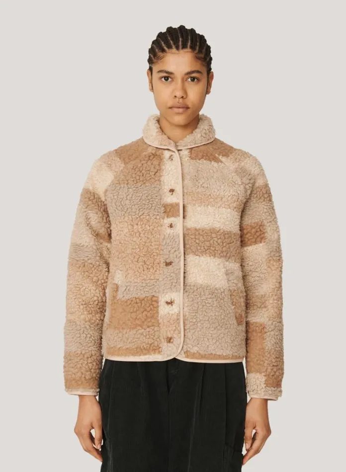 YMC Beach Fleece Jacket Natural Multi Womens Outerwear