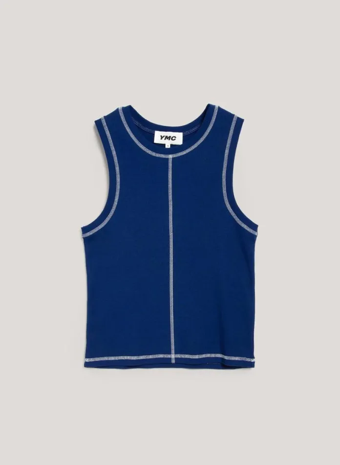 YMC Dot Vest Blue Womens TShirts