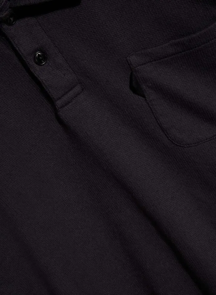 YMC Ivy Long Sleeve Polo Black Mens Sweatshirts