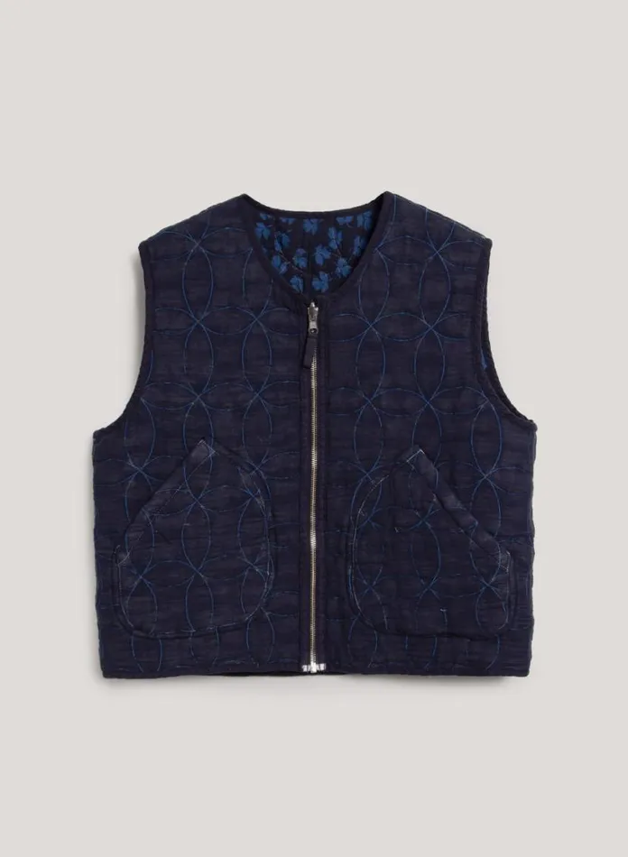 YMC Jackie Gilet Blue Multi Womens Outerwear