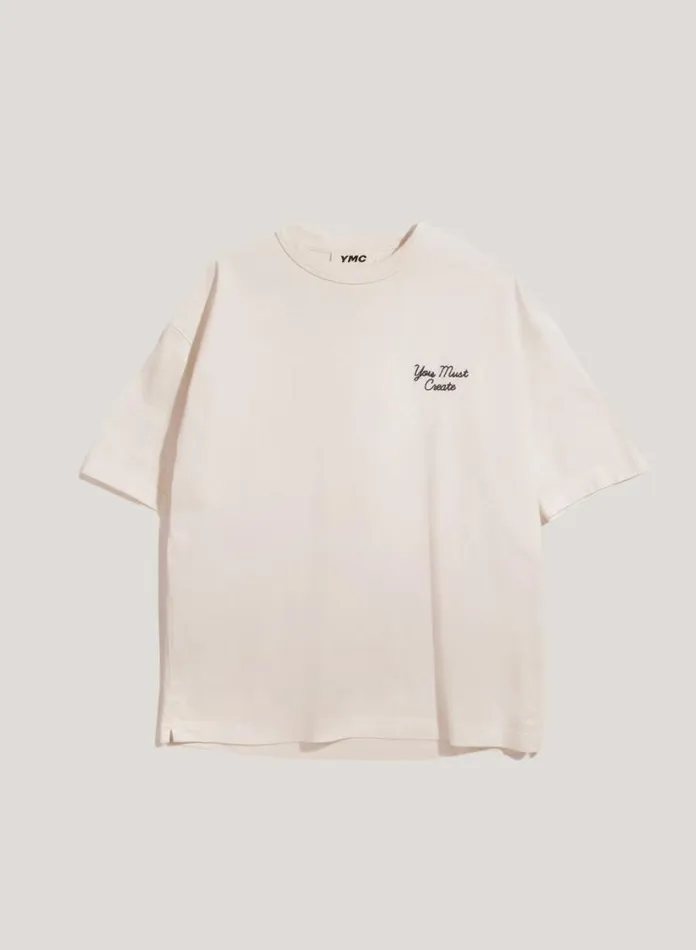 YMC Triple Embroidered TShirt Ecru Womens TShirts