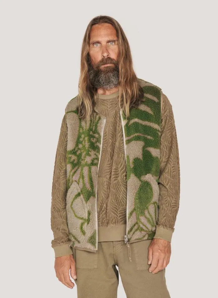 YMC Utah Waistcoat Green Multi Mens Outerwear