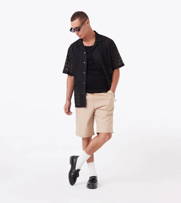 Zanerobe Shirts Men Lace Holiday SS Shirt Black