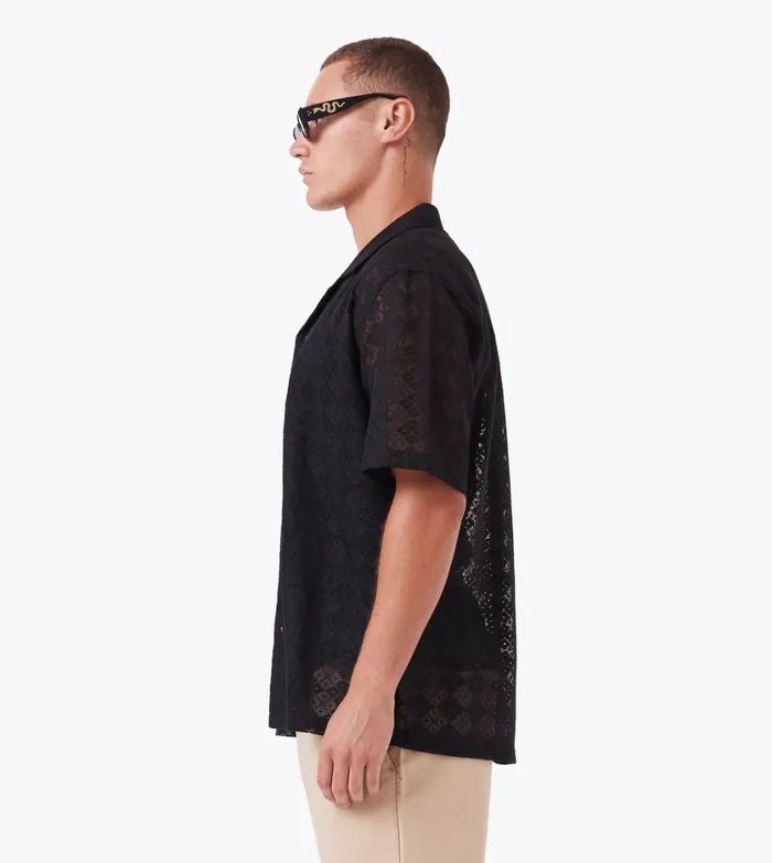 Zanerobe Shirts Men Lace Holiday SS Shirt Black