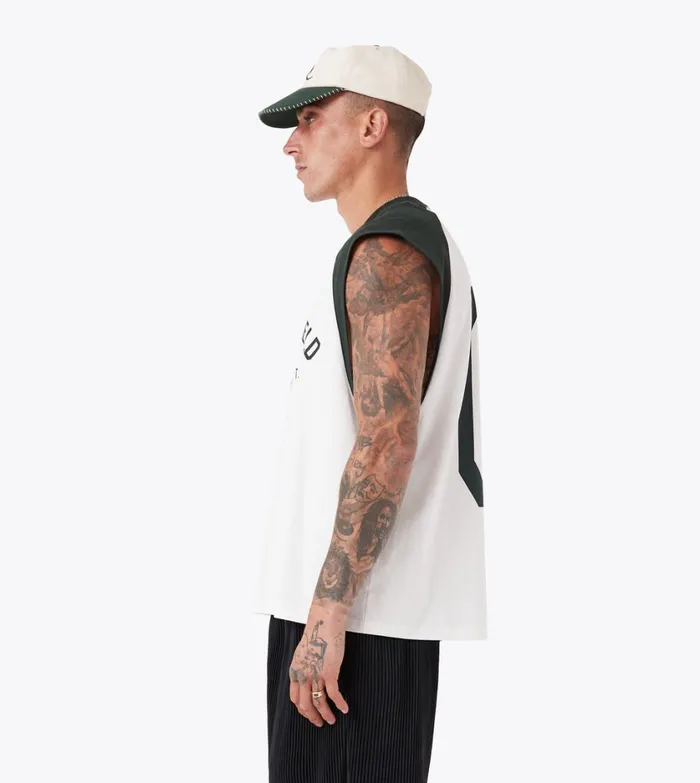 Zanerobe Tees and Tanks Men Ath Raglan Muscle Vintage WhiteForest