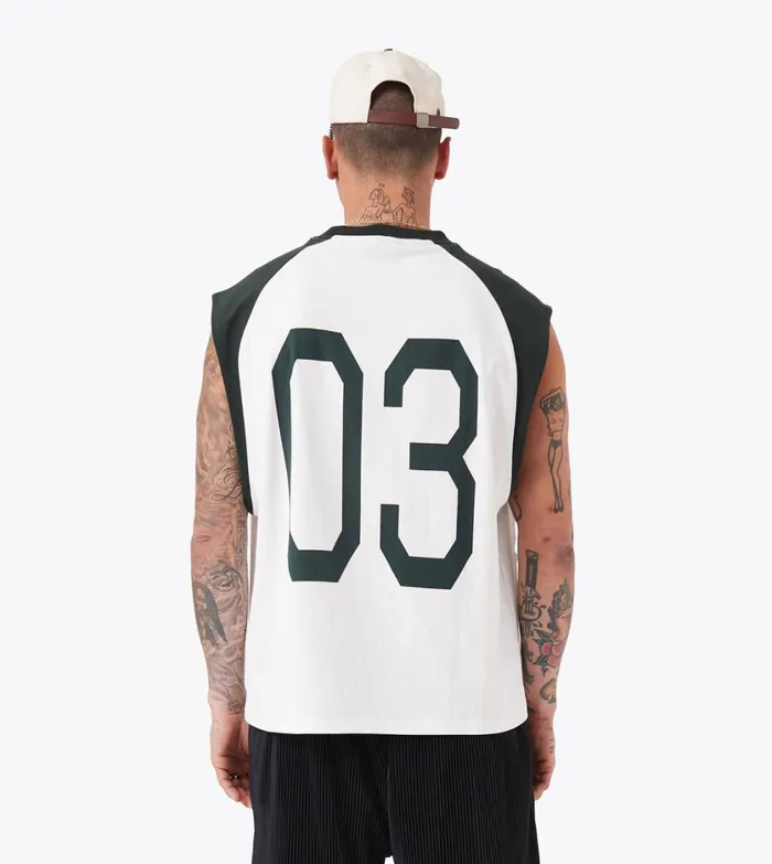 Zanerobe Tees and Tanks Men Ath Raglan Muscle Vintage WhiteForest