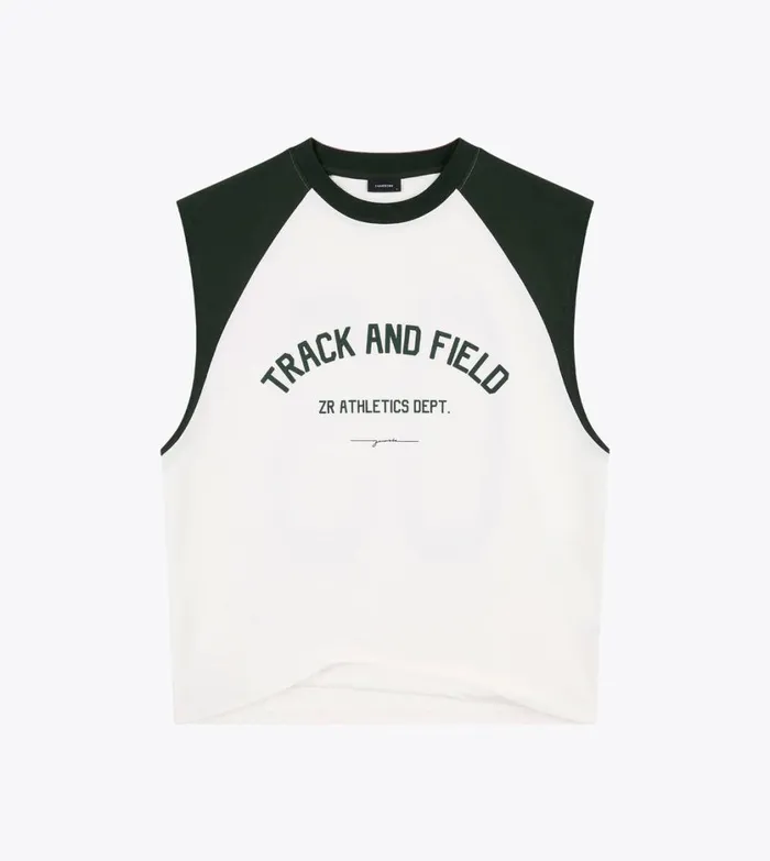 Zanerobe Tees and Tanks Men Ath Raglan Muscle Vintage WhiteForest