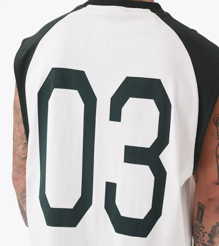 Zanerobe Tees and Tanks Men Ath Raglan Muscle Vintage WhiteForest