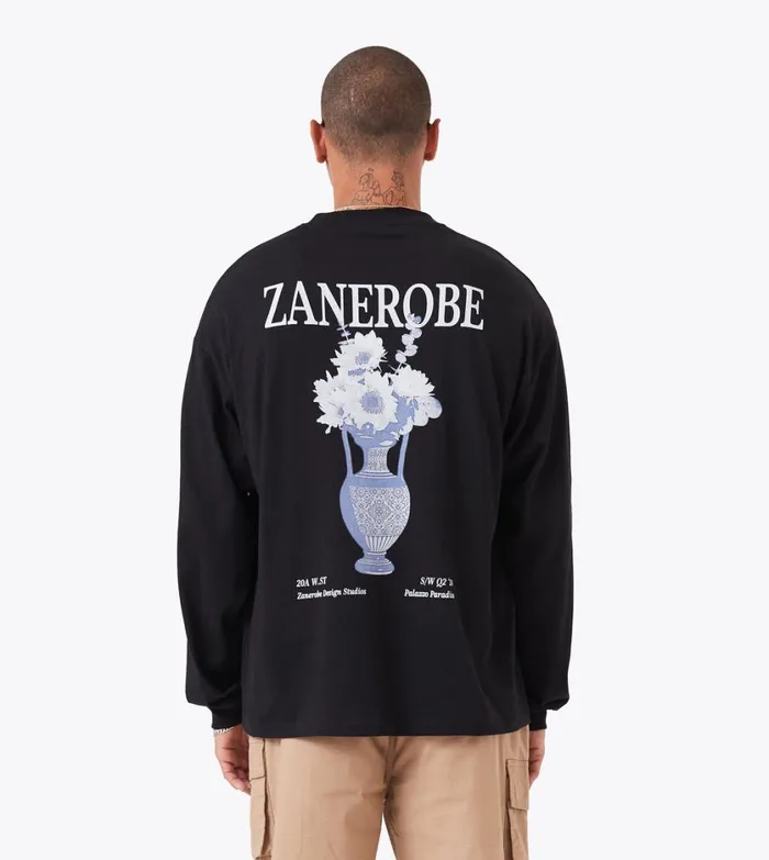 Zanerobe Tees and Tanks Men Ceramic Box LS Tee Black