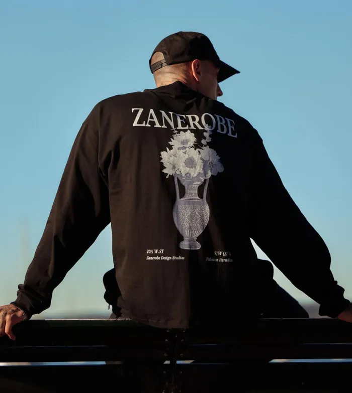 Zanerobe Tees and Tanks Men Ceramic Box LS Tee Black