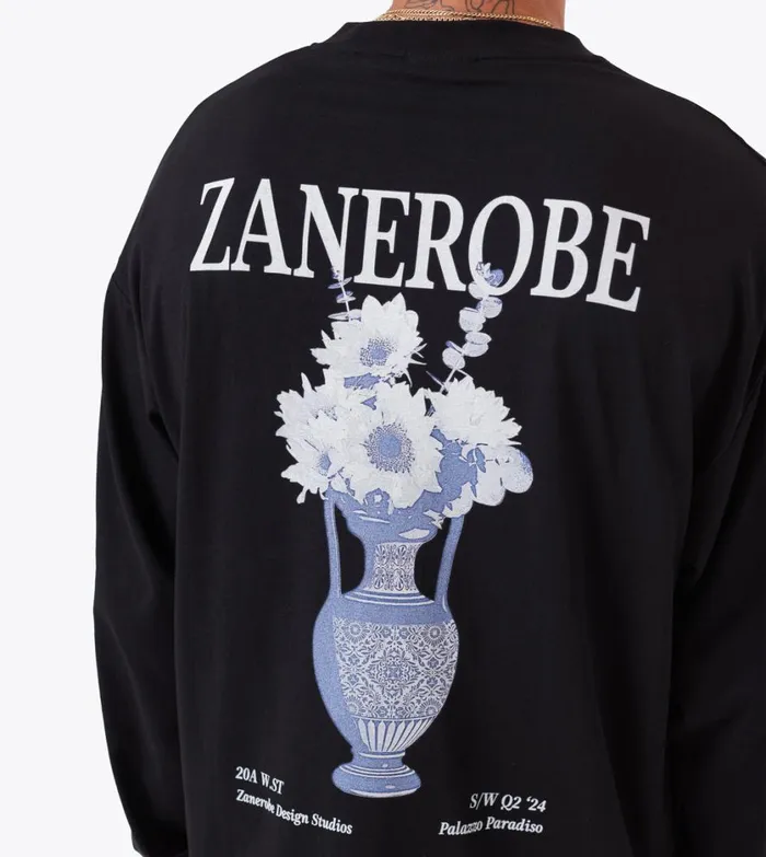 Zanerobe Tees and Tanks Men Ceramic Box LS Tee Black