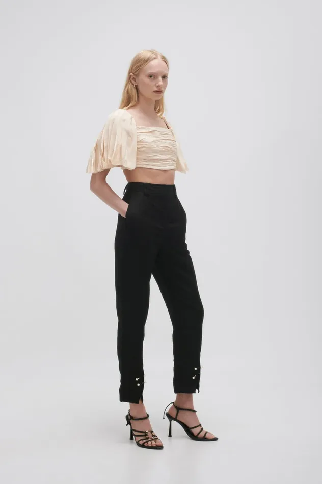 Zita Split Front Tapered Pant Black Women Aje Pants