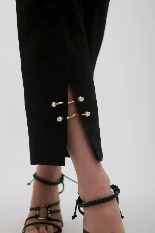 Zita Split Front Tapered Pant Black Women Aje Pants