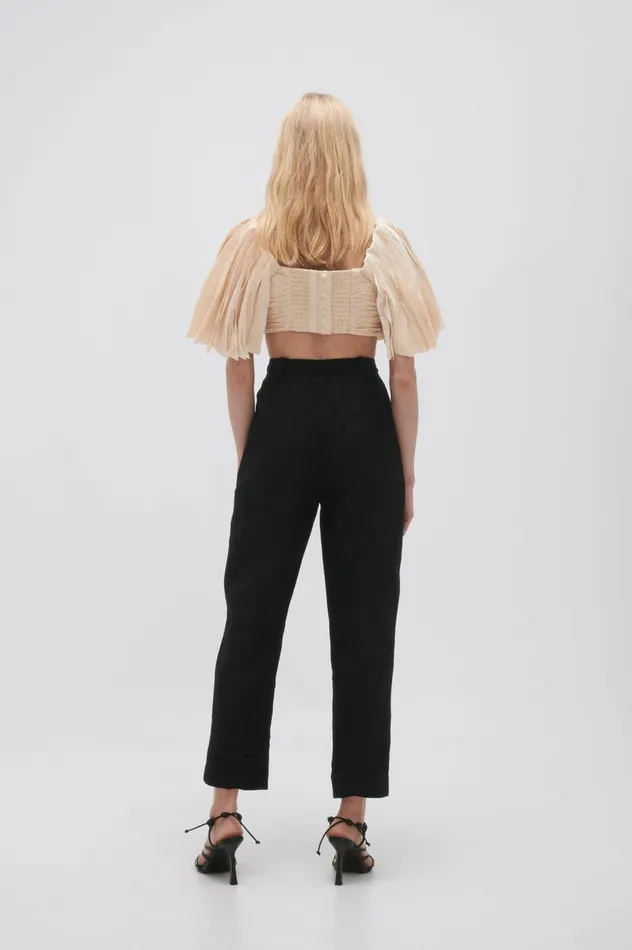 Zita Split Front Tapered Pant Black Women Aje Pants