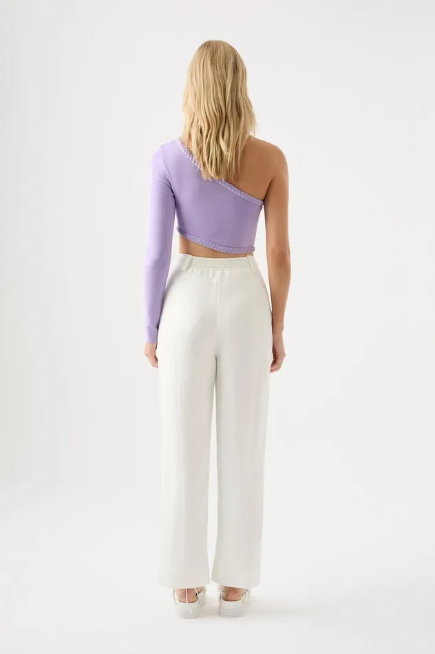 Zita Split Front Tapered Pant Ivory Women Aje Pants