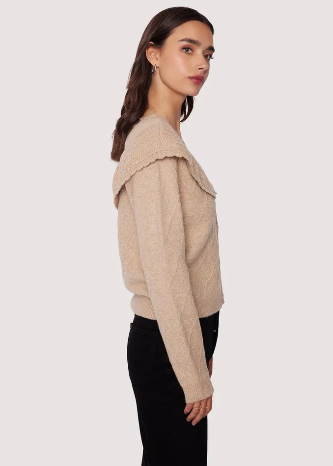 Zoie Ruffle Cardigan Oatmeal Women Lost Wander Tops